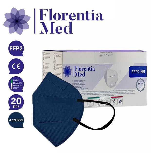 FFP2 AZZURRE MADE IN ITALY Certificate CE Categoria DPI: III, conformi EN 149:2001 + A1:2009. Confezionate e sigillate singolarmente
