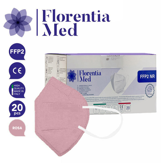 Mascherine FFP2 Rosa MADE IN ITALY Certificate CE Categoria DPI: III, conformi EN 149:2001 + A1:2009. Confezionate e sigillate singolarmente