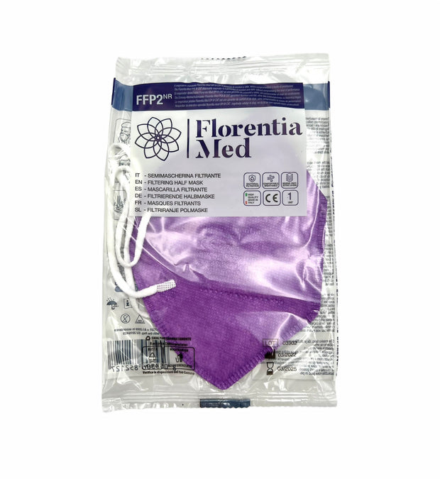 Mascherine FFP2 VIOLA MADE IN ITALY Certificate CE Categoria DPI: III, conformi EN 149:2001 + A1:2009. Confezionate e sigillate singolarmente