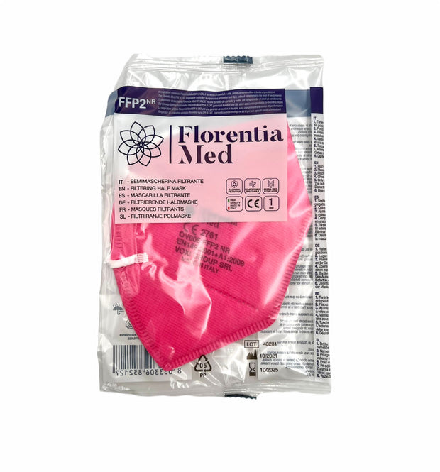 Mascherine FFP2 FUCSIA MADE IN ITALY Certificate CE Categoria DPI: III, conformi EN 149:2001 + A1:2009. Confezionate e sigillate singolarmente